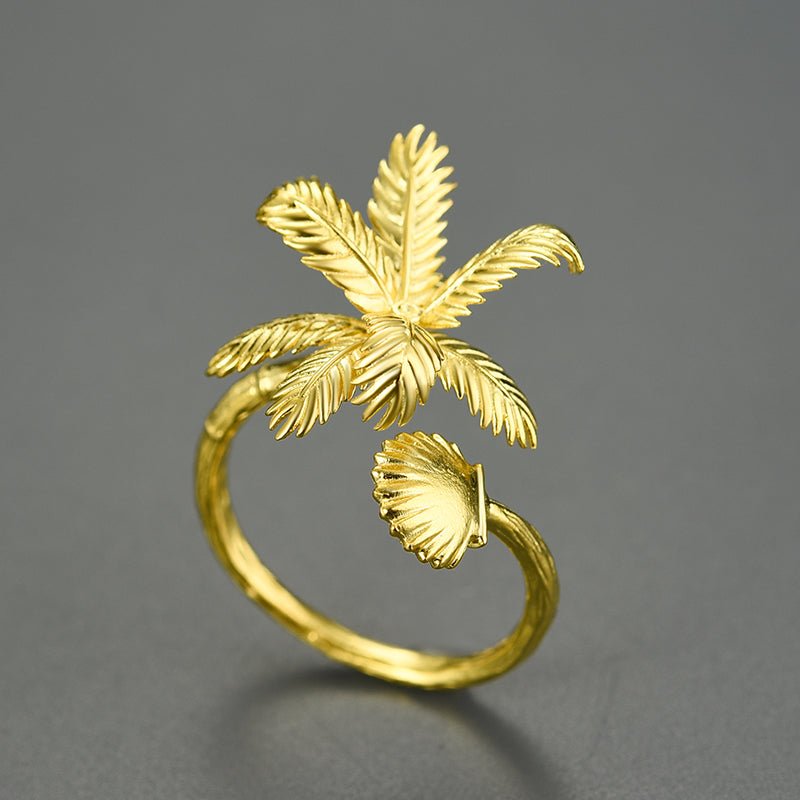 Shell and Palmtree - Adjustable Ring