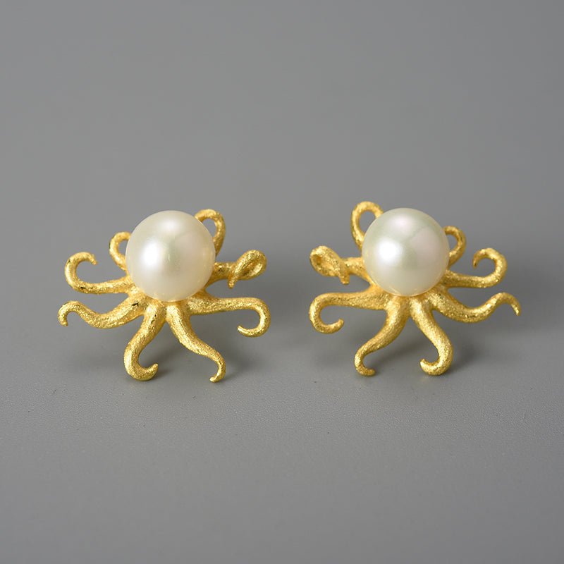 Pearl Octopus - Stud Earrings