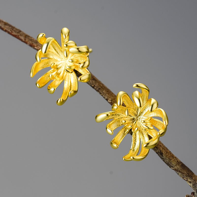 Chrysanthemum Flower - Stud Earrings