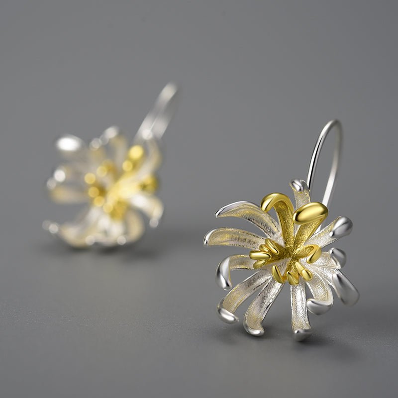 Chrysanthemum Flower - Dangle Earrings