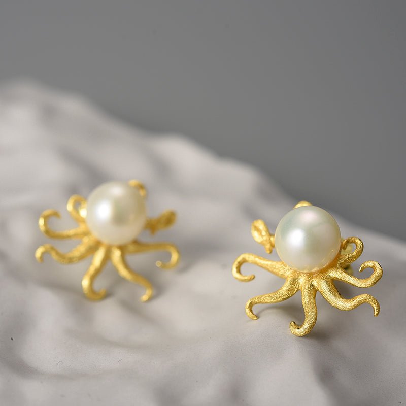 Pearl Octopus - Stud Earrings