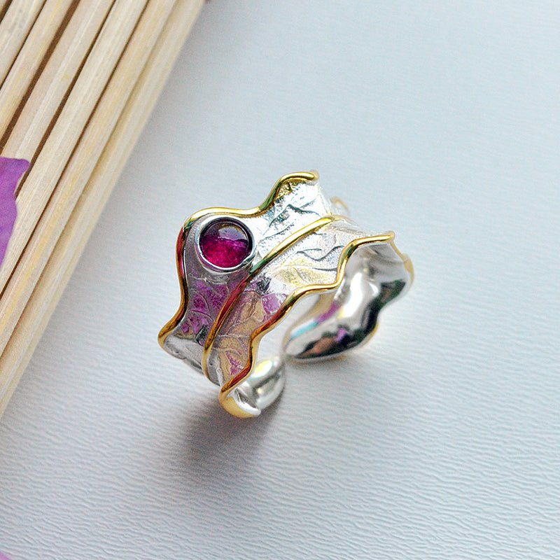 Tourmaline Leaf - Adjustable Ring - MetalVoque