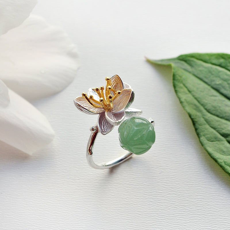 Whispering Lotus - Adjustable Ring - MetalVoque