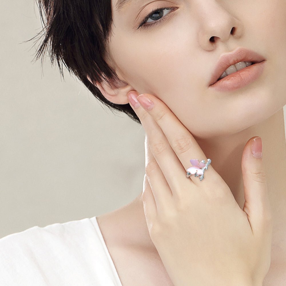 Resting Butterfly - Adjustable Ring - MetalVoque
