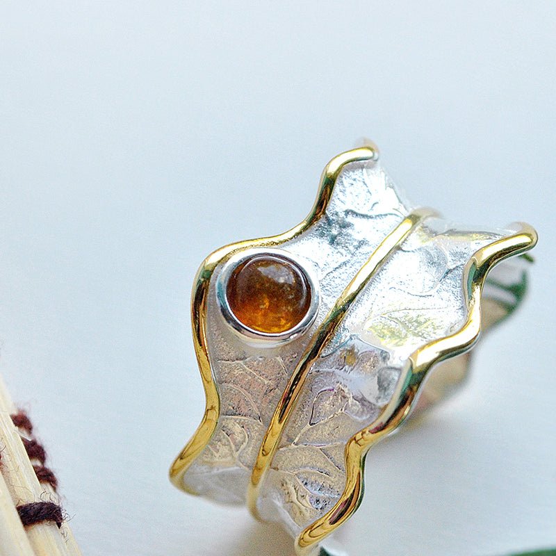 Tourmaline Leaf - Adjustable Ring - MetalVoque