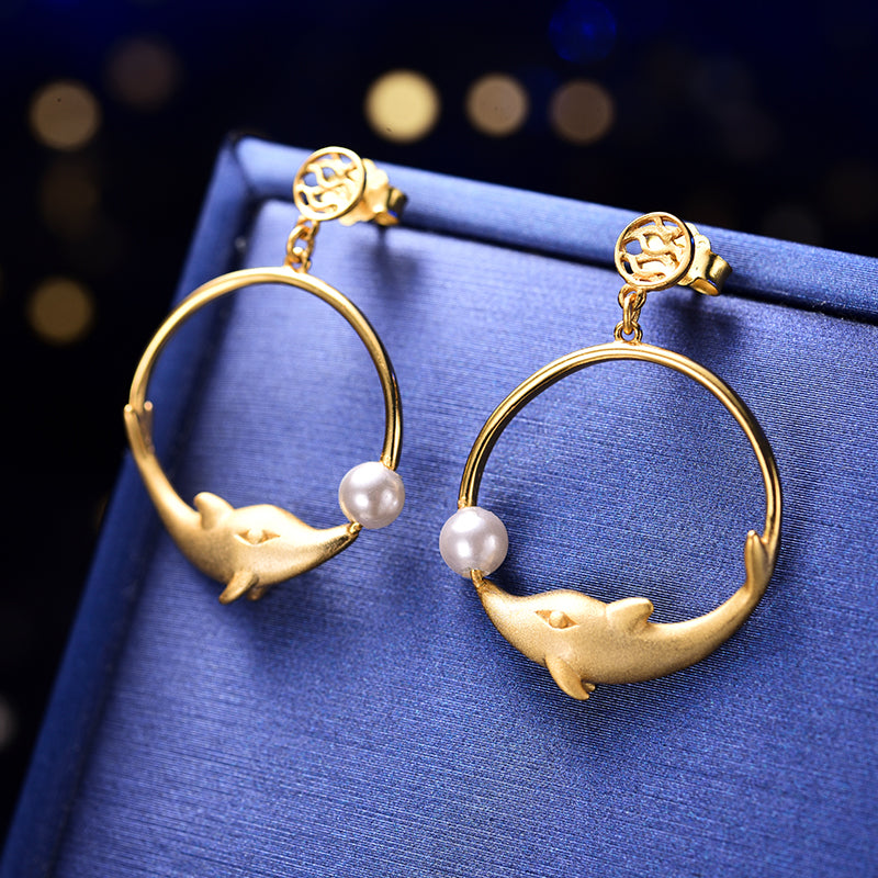Dolly Dolphin - Dangle Earrings