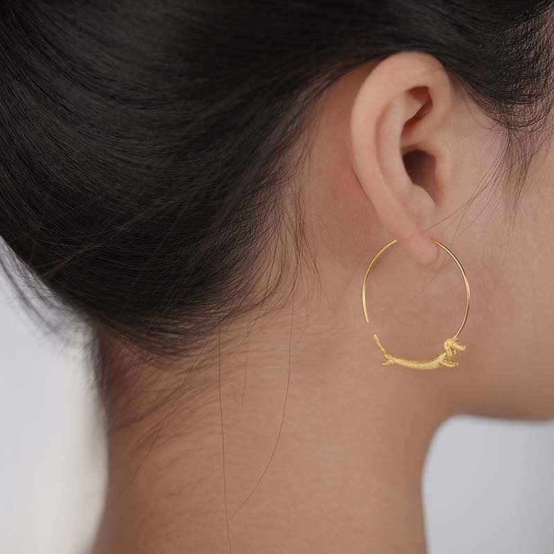 Run Dachshund Run - Big Hoop Earrings
