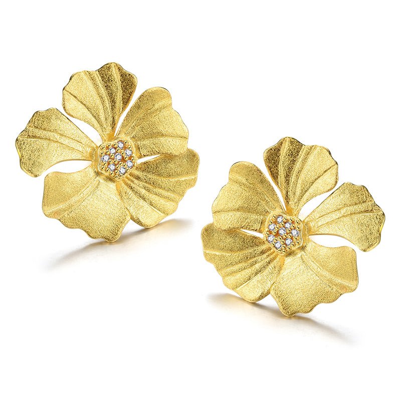 Zircon Peony - Stud Earrings