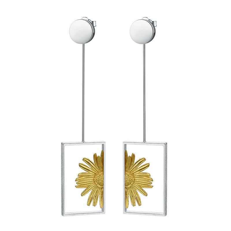 Flor de sol - Pendientes colgantes