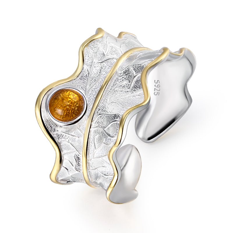 Tourmaline Leaf - Adjustable Ring - MetalVoque