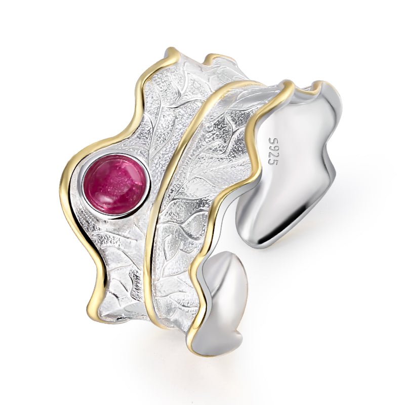 Tourmaline Leaf - Adjustable Ring - MetalVoque
