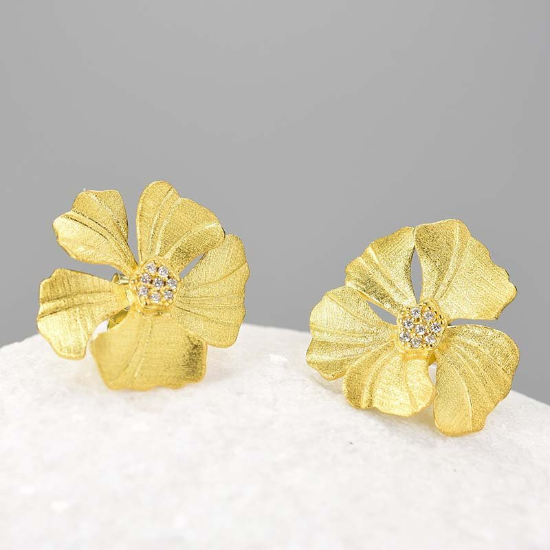 Zircon Peony - Stud Earrings