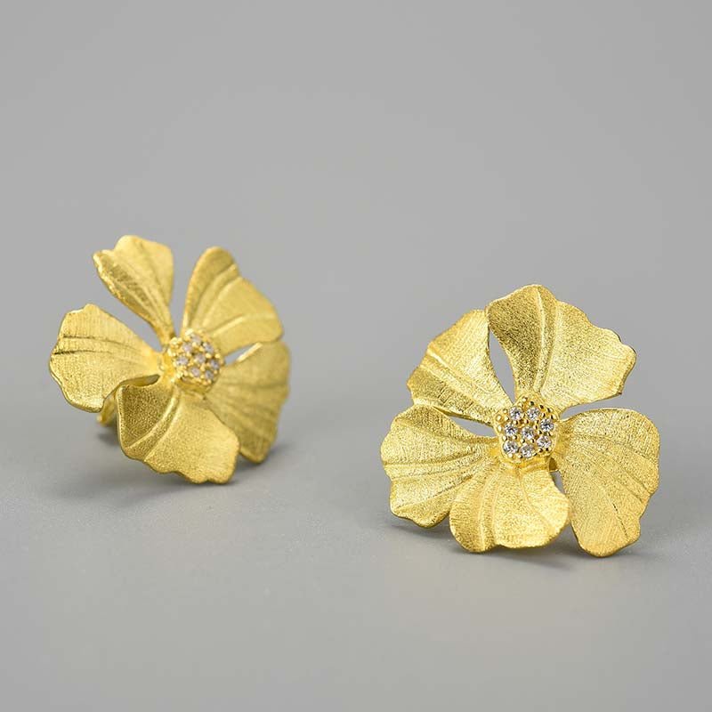 Zircon Peony - Stud Earrings