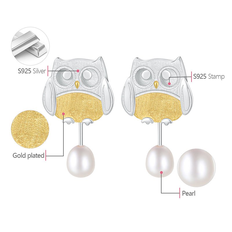 Pearl Owls - Stud Earrings