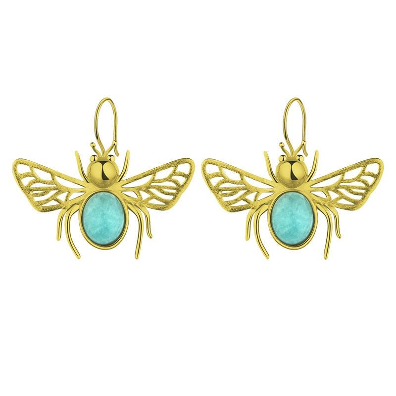 Amazonite Honeybee - Dangle Earrings | NEW - MetalVoque