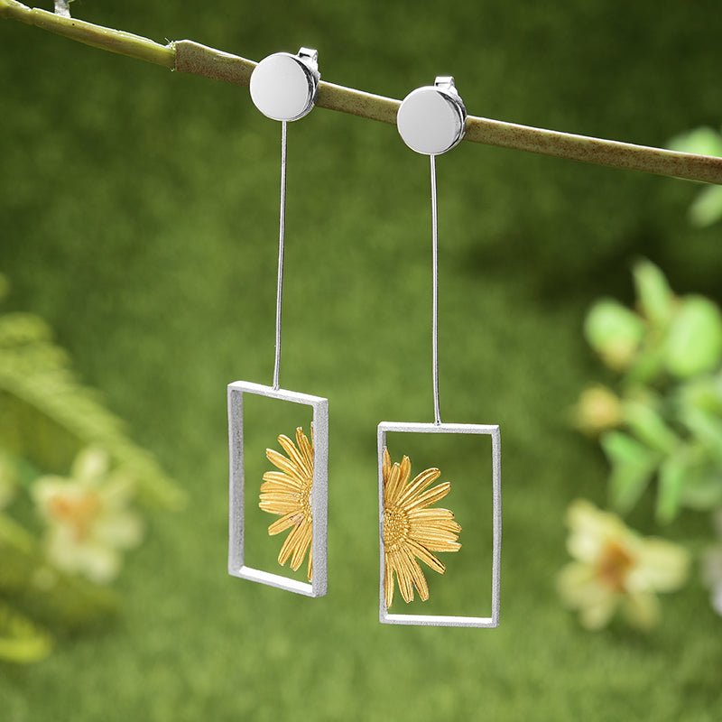 Flor de sol - Pendientes colgantes