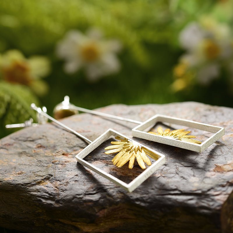 Flor de sol - Pendientes colgantes