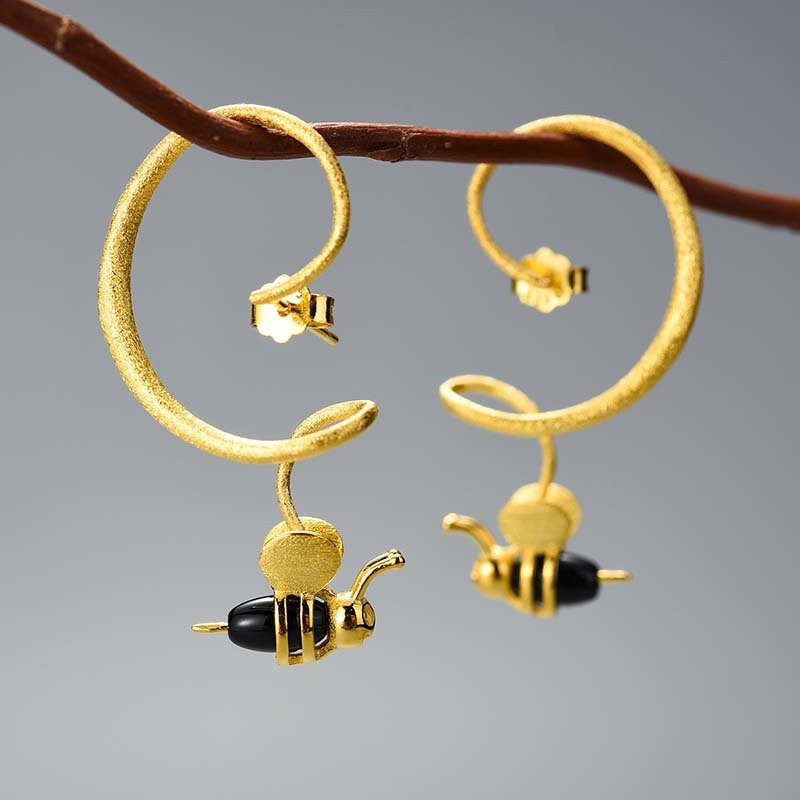 Lovely Honey Bee - Dangle Earrings