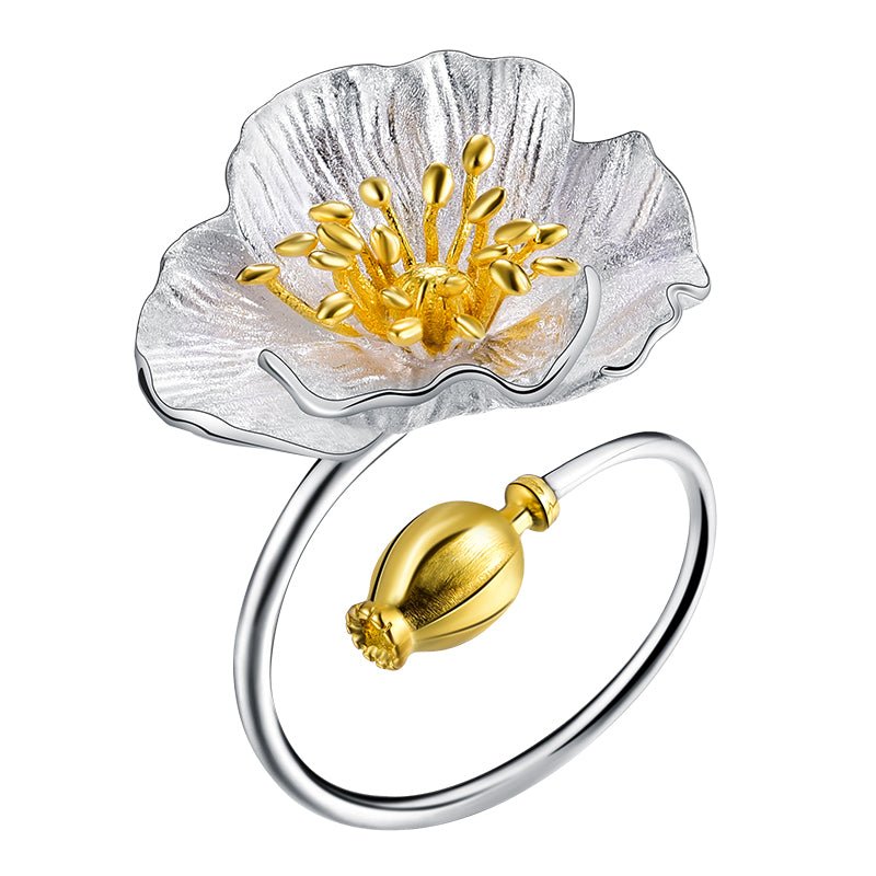 Blooming Poppies - Adjustable Ring - MetalVoque