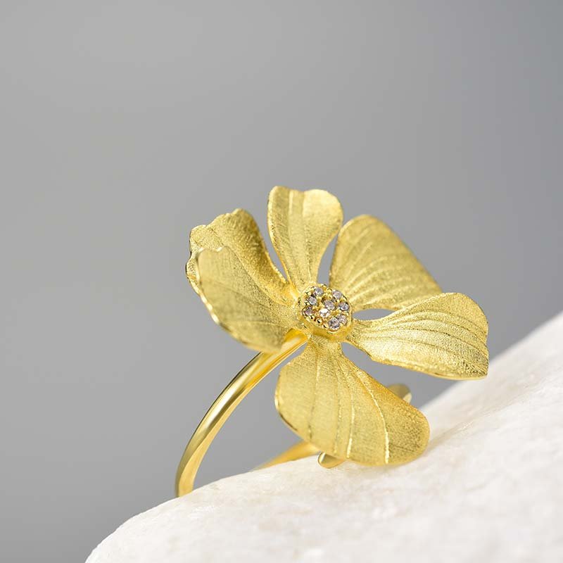 Zircon Peony - Adjustable Ring