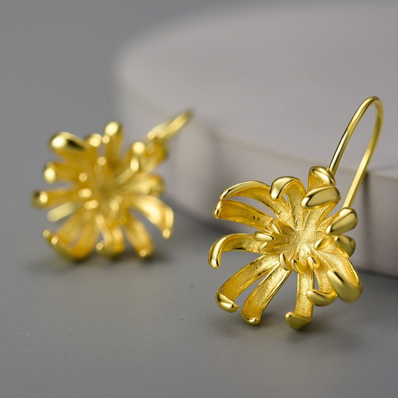 Chrysanthemum Flower - Dangle Earrings