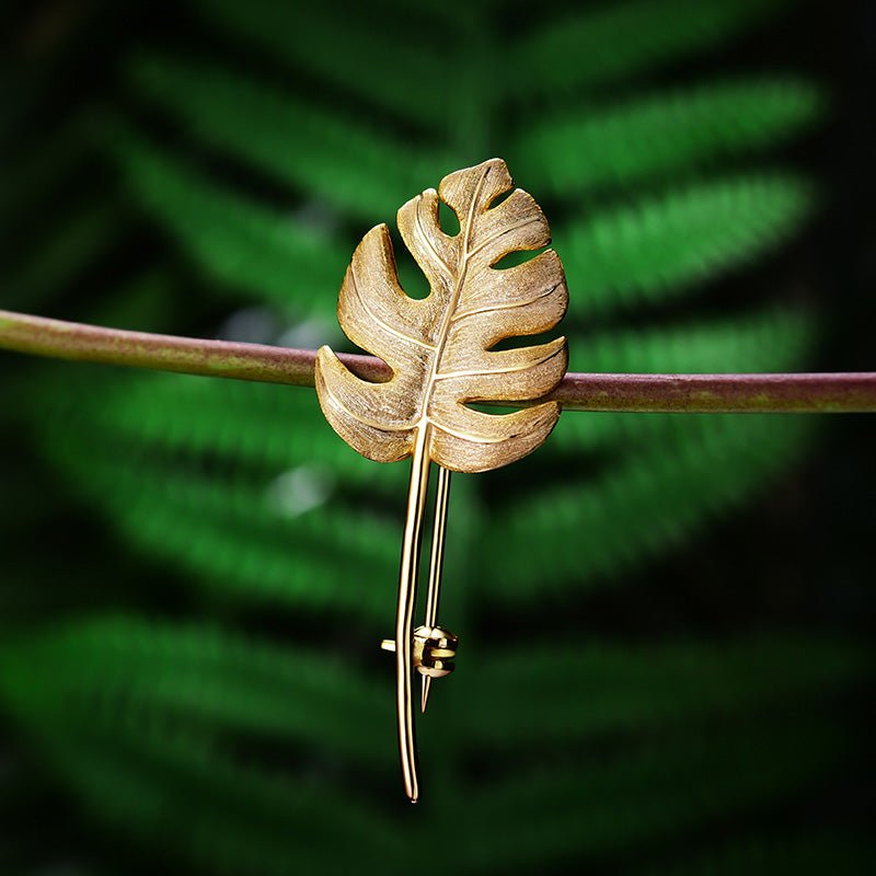 Monstera Petit - Handmade Brooch - MetalVoque