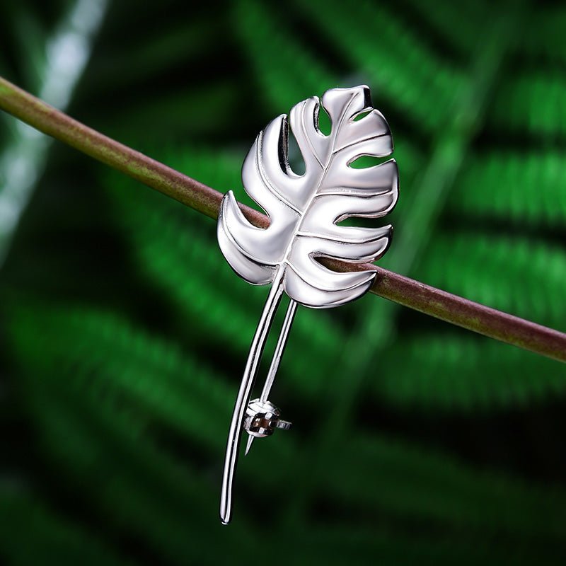Monstera Petit - Handmade Brooch - MetalVoque