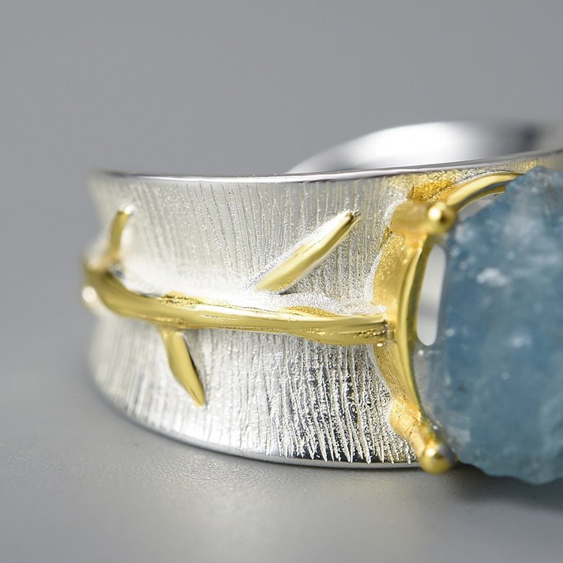 Aquamarine Flower - Adjustable Ring | NEW