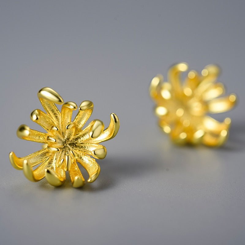 Chrysanthemum Flower - Stud Earrings