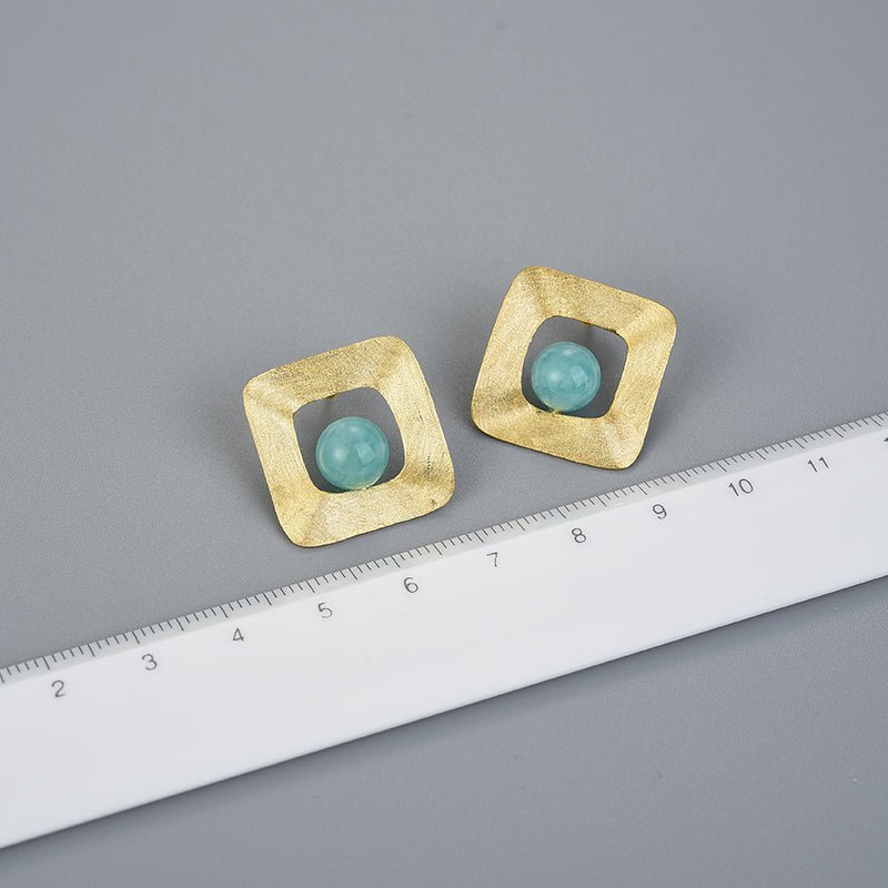 Amazonite Squares - Stud Earrings