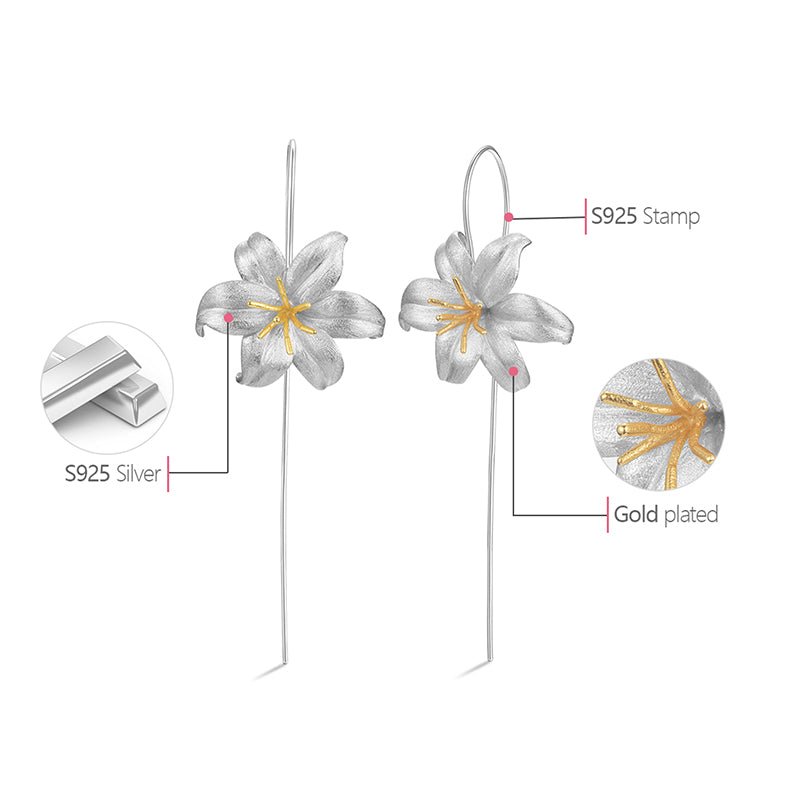 Flor de lirio - Pendientes colgantes