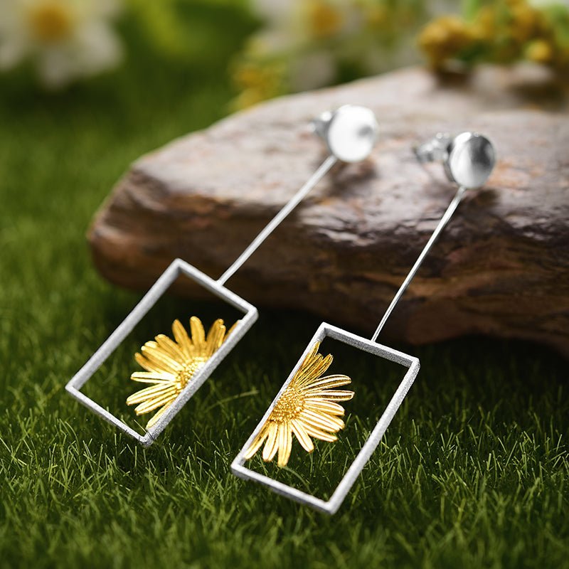 Flor de sol - Pendientes colgantes