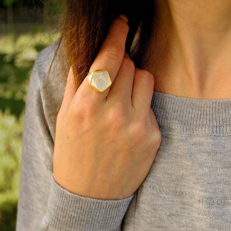 Marble Pentagon - Adjustable Ring