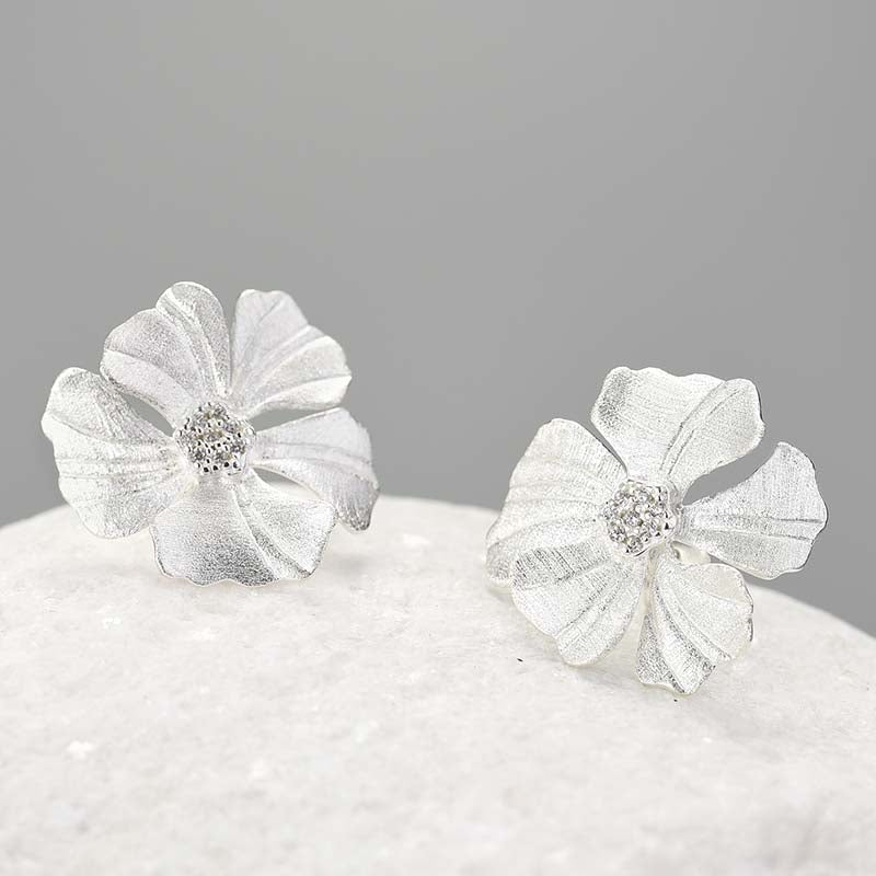 Zircon Peony - Stud Earrings