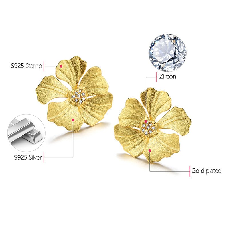 Zircon Peony - Stud Earrings