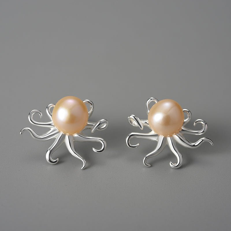 Pearl Octopus - Stud Earrings