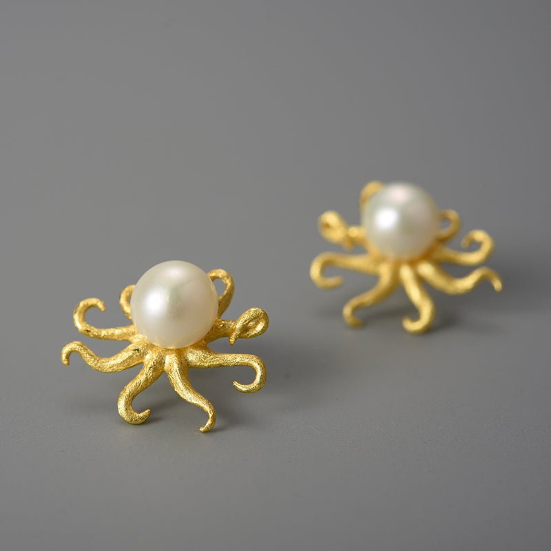 Pearl Octopus - Stud Earrings