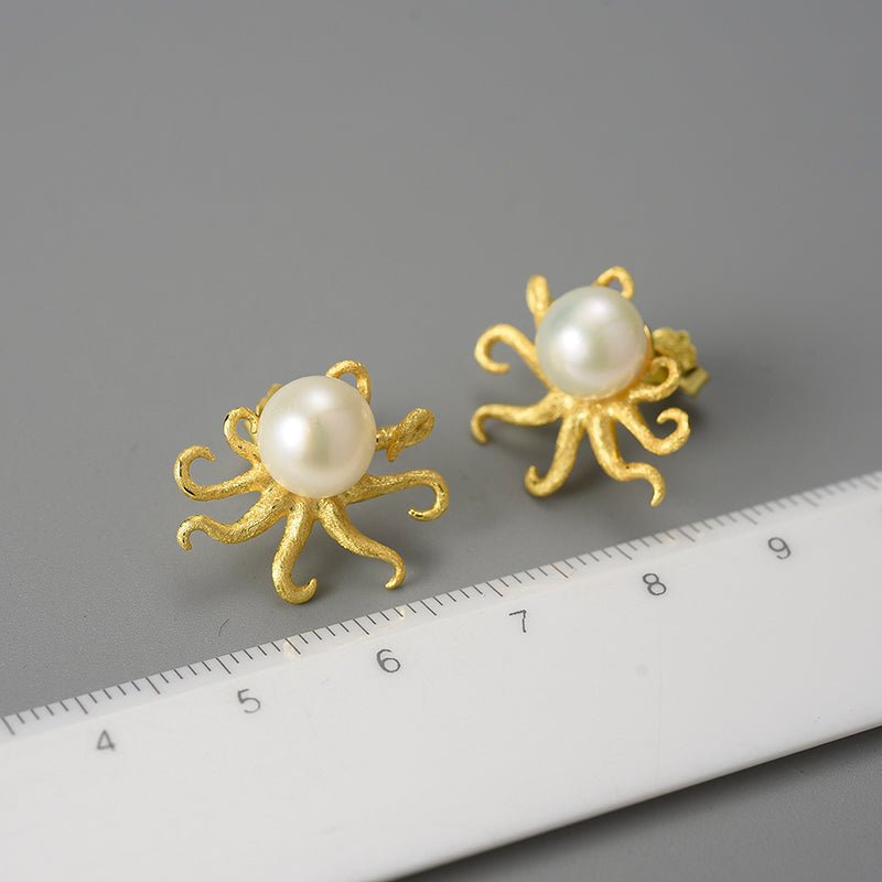 Pearl Octopus - Stud Earrings