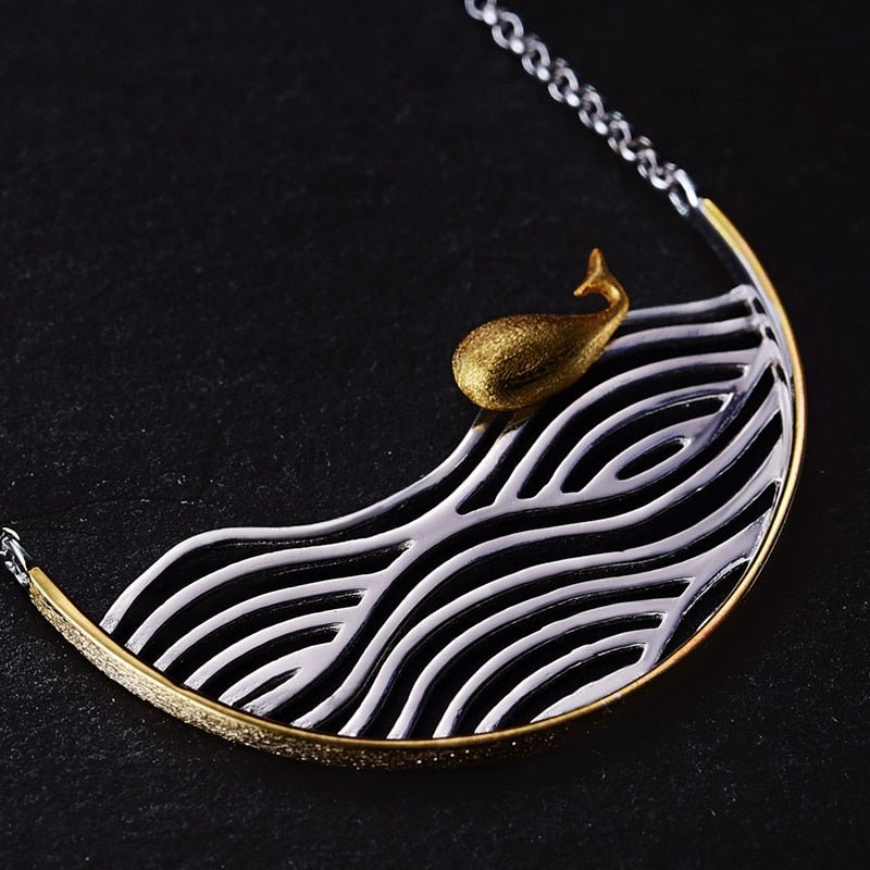 Surfing Whale - Handmade Necklace | NEW - MetalVoque